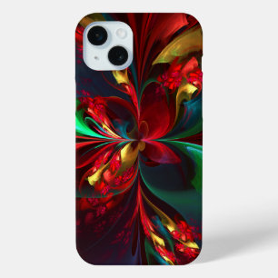 Modern Floral Abstract Art Red Green Pattern #11 iPhone 15 Mini Case