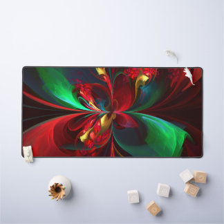 Modern Floral Abstract Art Red Green Pattern #11 Desk Mat