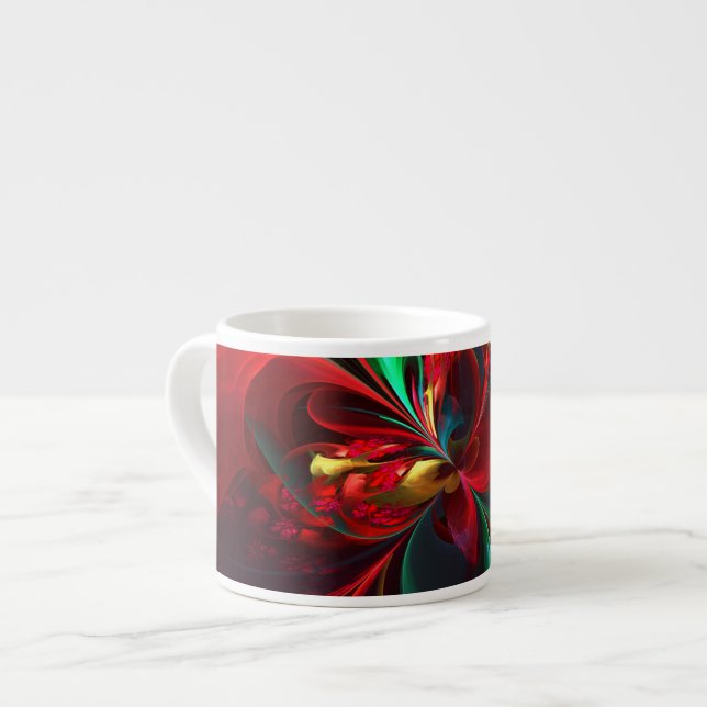 Modern Floral Abstract Art Red Green Pattern #11 Espresso Cup (Front Left)
