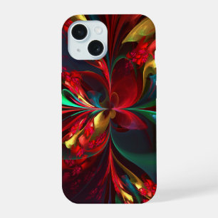 Modern Floral Abstract Art Red Green Pattern #11 iPhone 15 Case