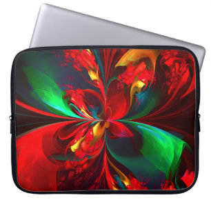 Modern Floral Abstract Art Red Green Pattern #11 Laptop Sleeve