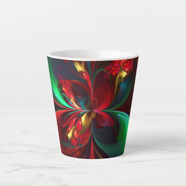 Modern Floral Abstract Art Red Green Pattern #11 Latte Mug (Front)