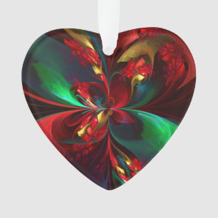 Modern Floral Abstract Art Red Green Pattern #11 Ornament