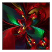 Modern Floral Abstract Art Red Green Pattern #11