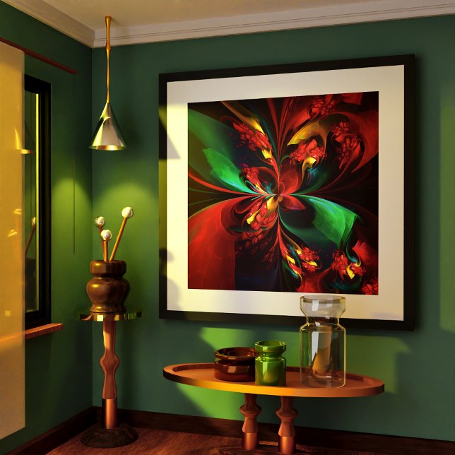 Modern Floral Abstract Art Red Green Pattern #11 Poster (Modern Floral Abstract Art Red Green Pattern #11 Poster)