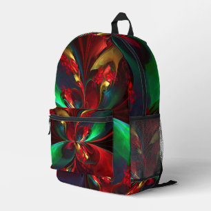 Modern Floral Abstract Art Red Green Pattern #11 Printed Backpack