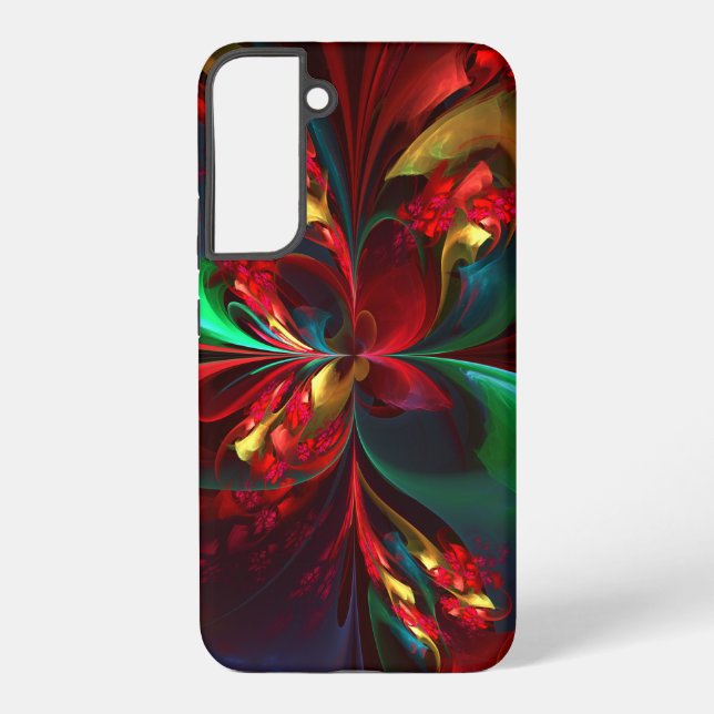 Modern Floral Abstract Art Red Green Pattern #11 Samsung Galaxy S22+ Case (Back)
