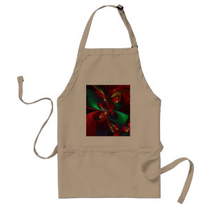 Modern Floral Abstract Art Red Green Pattern #11 Standard Apron