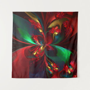 Modern Floral Abstract Art Red Green Pattern #11 Tapestry