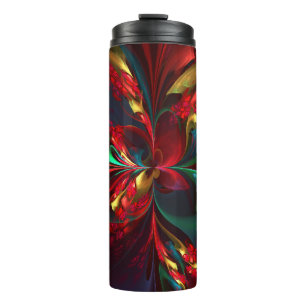 Modern Floral Abstract Art Red Green Pattern #11 Thermal Tumbler