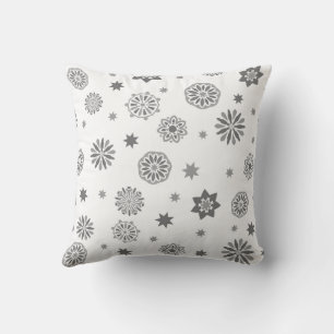 Modern floral abstrakt black and white design throw pillow