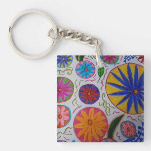 Modern Floral Acrylic Keychain