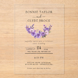 Modern Floral Acrylic Wedding Invitation Suite