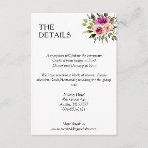 Modern Floral Ampersand Plum Pink Peach & Black Enclosure Card