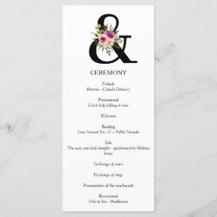 Modern Floral Ampersand Plum Pink Peach & Black Program