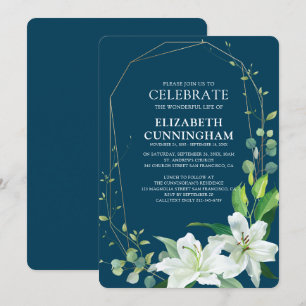 Modern Floral and Foliage Memorial Invitation