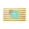 Modern Floral Aqua and Gold Foil Stripes
