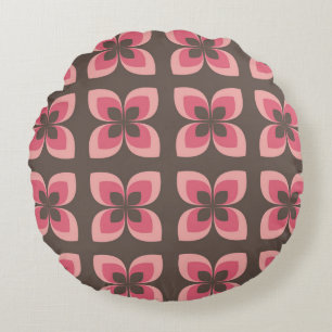Modern Floral Art Design Round Pillow