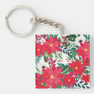 Modern Floral Art Keychain