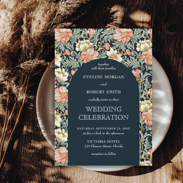 Modern floral Art Nouveau William Morris wedding Invitation (Modern floral Art Nouveau William Morris wedding Invitation)