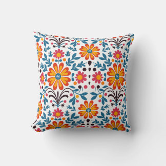 Modern Floral Art Print - Elegant Design Throw Pillow