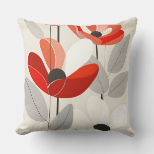 Modern Floral Art Print Throw Pillow