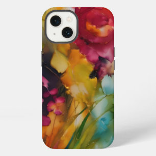 Modern floral art, vibrant colours iPhone 13 case