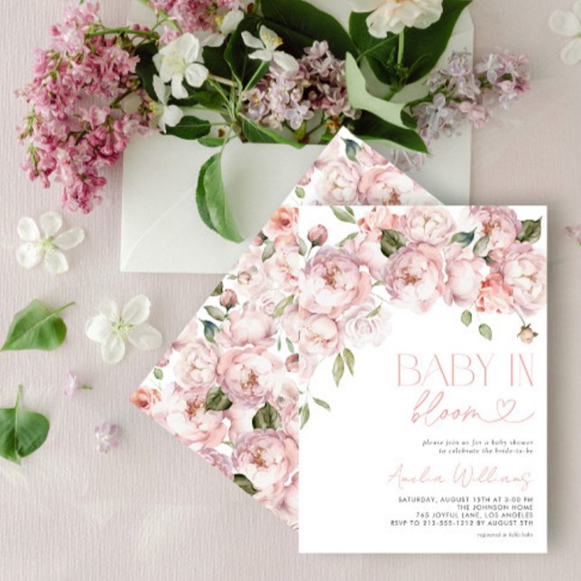 Modern Floral Baby in Bloom Girl Shower Invitation (Creator Uploaded)