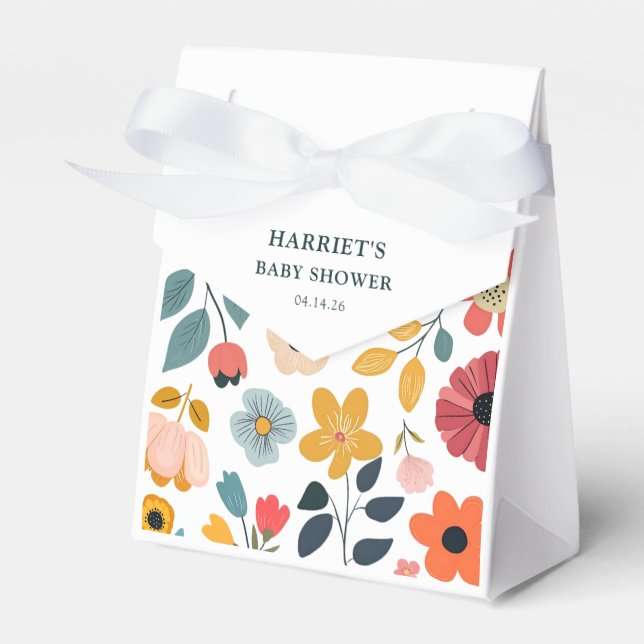 Modern Floral Baby Shower Favor Box (Front Side)