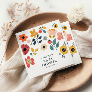 Modern Floral Baby Shower Napkin