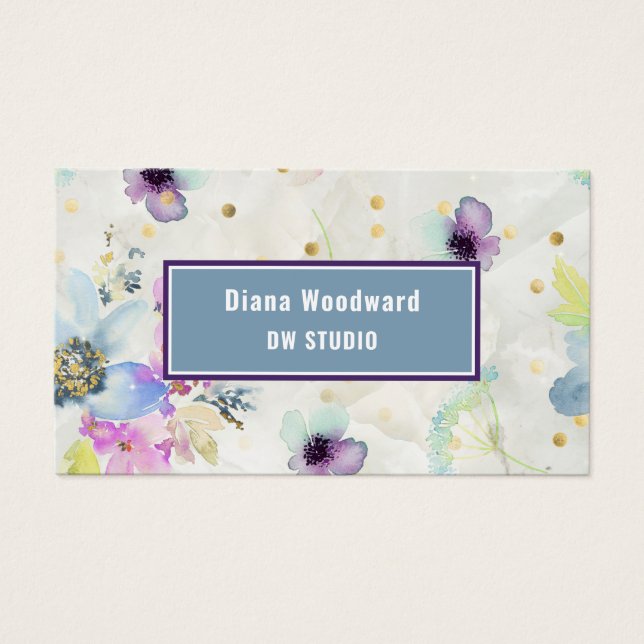 Modern Floral Background Business Card (Front)