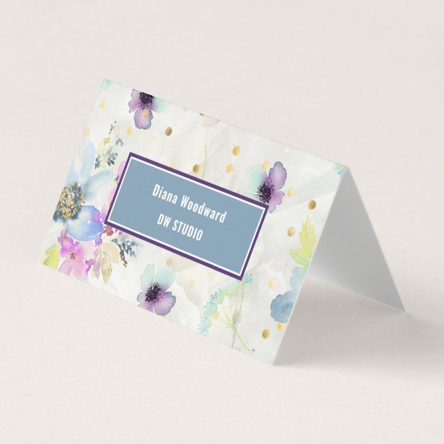Modern Floral Background Business Card (Front)