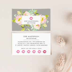 Modern Floral Beauty Makeup Artist Loyalty Card