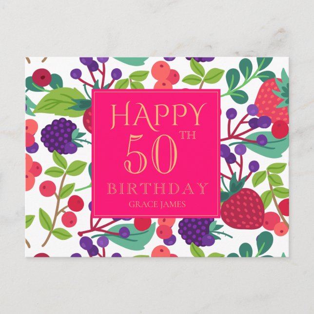 Modern Floral  Birthday Postcard (Front)