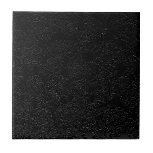 Modern Floral Black Contemporary Pattern Tile