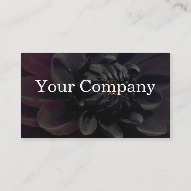 Modern Floral Black Dahlia Flower Business Card (Front)