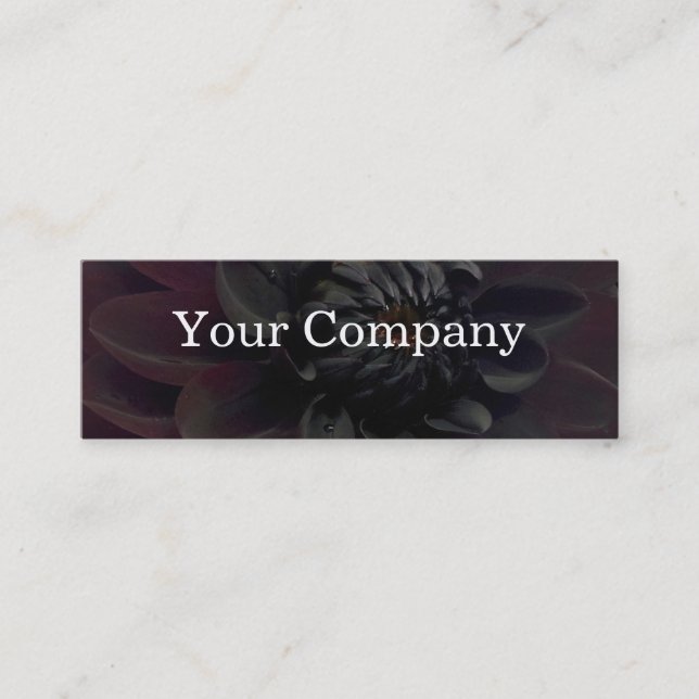 Modern Floral Black Dahlia Flower Mini Business Card (Front)