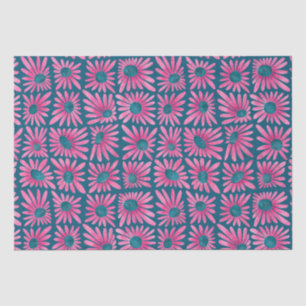 Modern floral block print pink daisy tissue paper