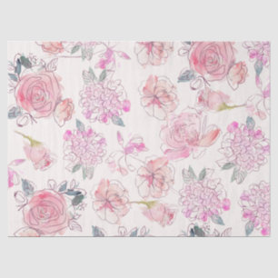 Modern Floral Blush Pink Rose Watercolor Tissue Paper