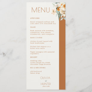 Modern Floral Bohemian Terracotta Wedding Menu