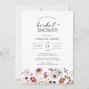 Modern Floral Boho Bridal Shower Invitation