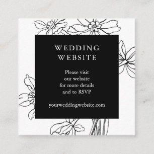 Modern Floral Botanical Black and White Wedding Enclosure Card