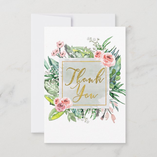 Modern Floral Botanical Elegant Chic Thank You (Front)