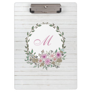 Modern Floral Botanical Floral White Wood Clipboard