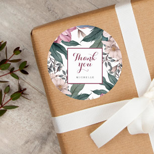 Modern Floral Botanical Garden Birthday Thank You Classic Round Sticker