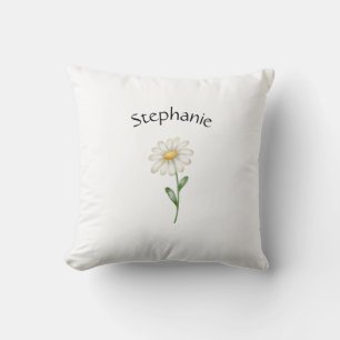 Modern Floral Botanical Simple Watercolor Name  Throw Pillow