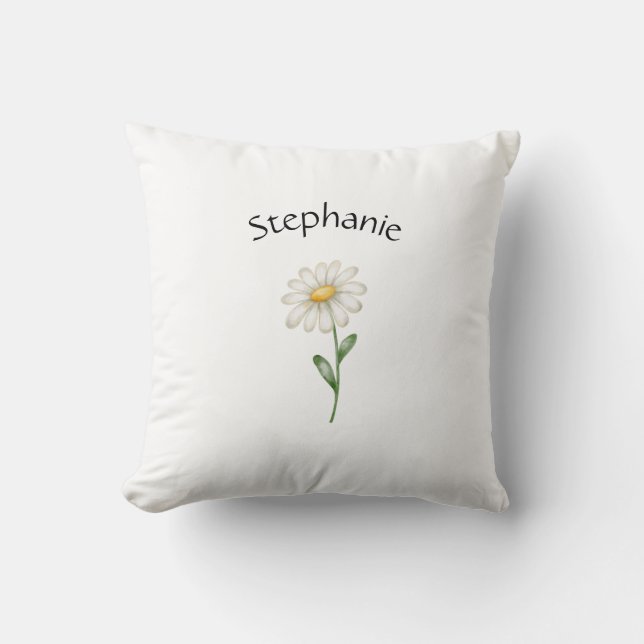Modern Floral Botanical Simple Watercolor Name  Throw Pillow (Front)