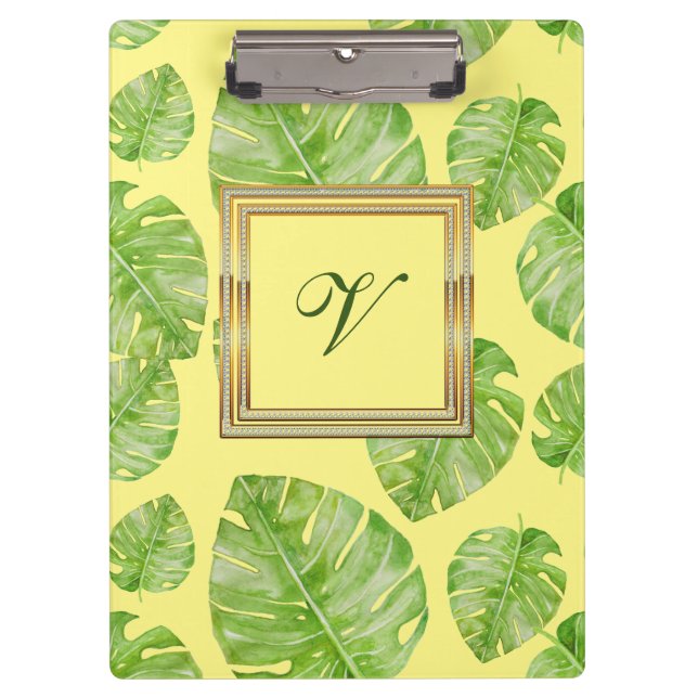 Modern Floral Botanical Watercolor Foliage #3 Clipboard (Front)