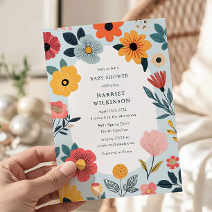 Modern Floral Boy Baby Shower Invitation