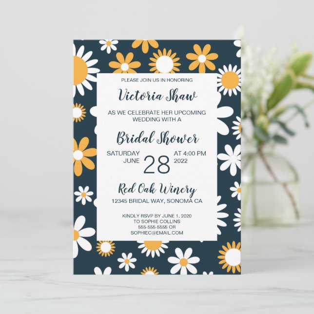 Modern Floral Bridal Shower Invitation (Standing Front)